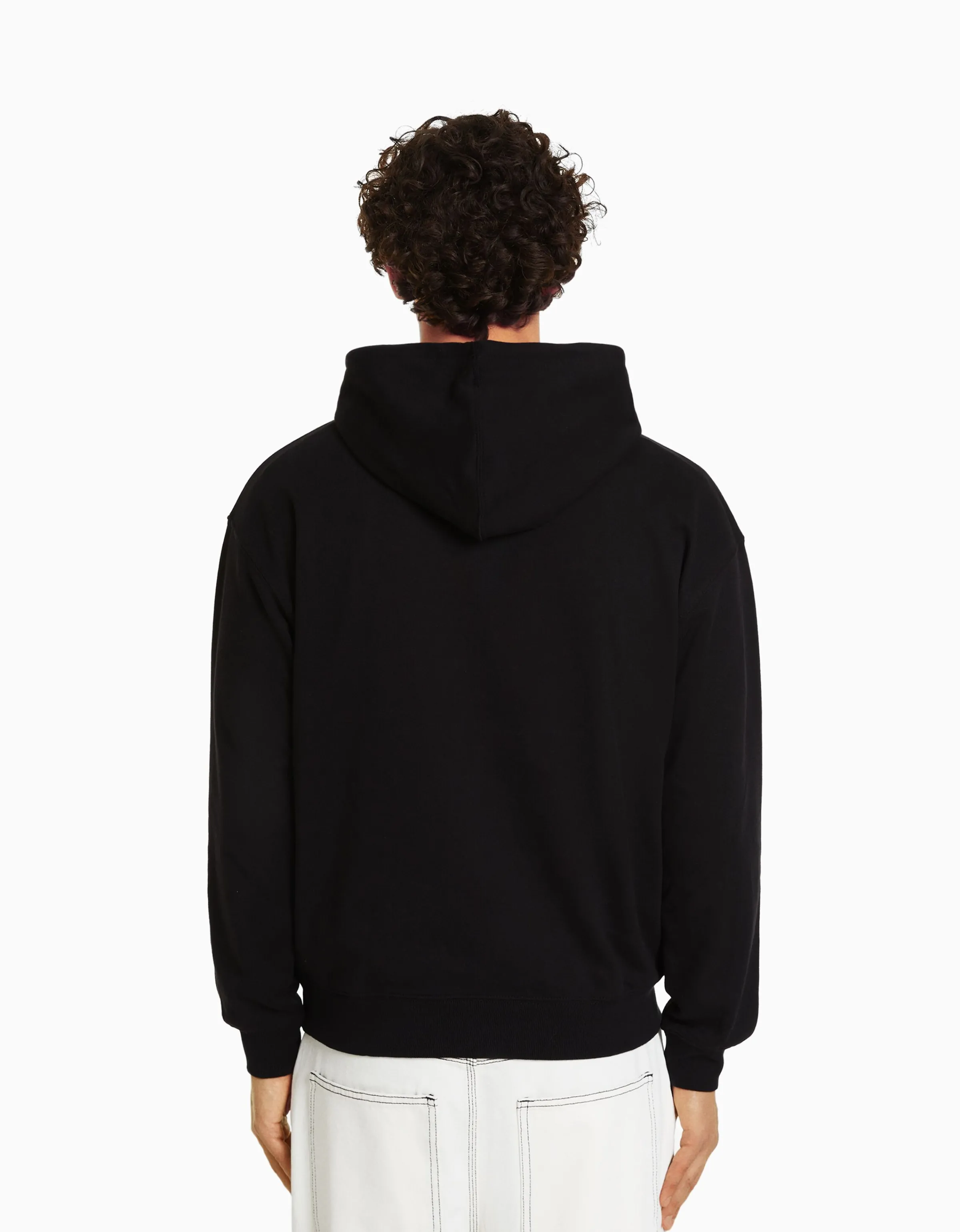 BERSHKA Sudadera capucha Negro Sale