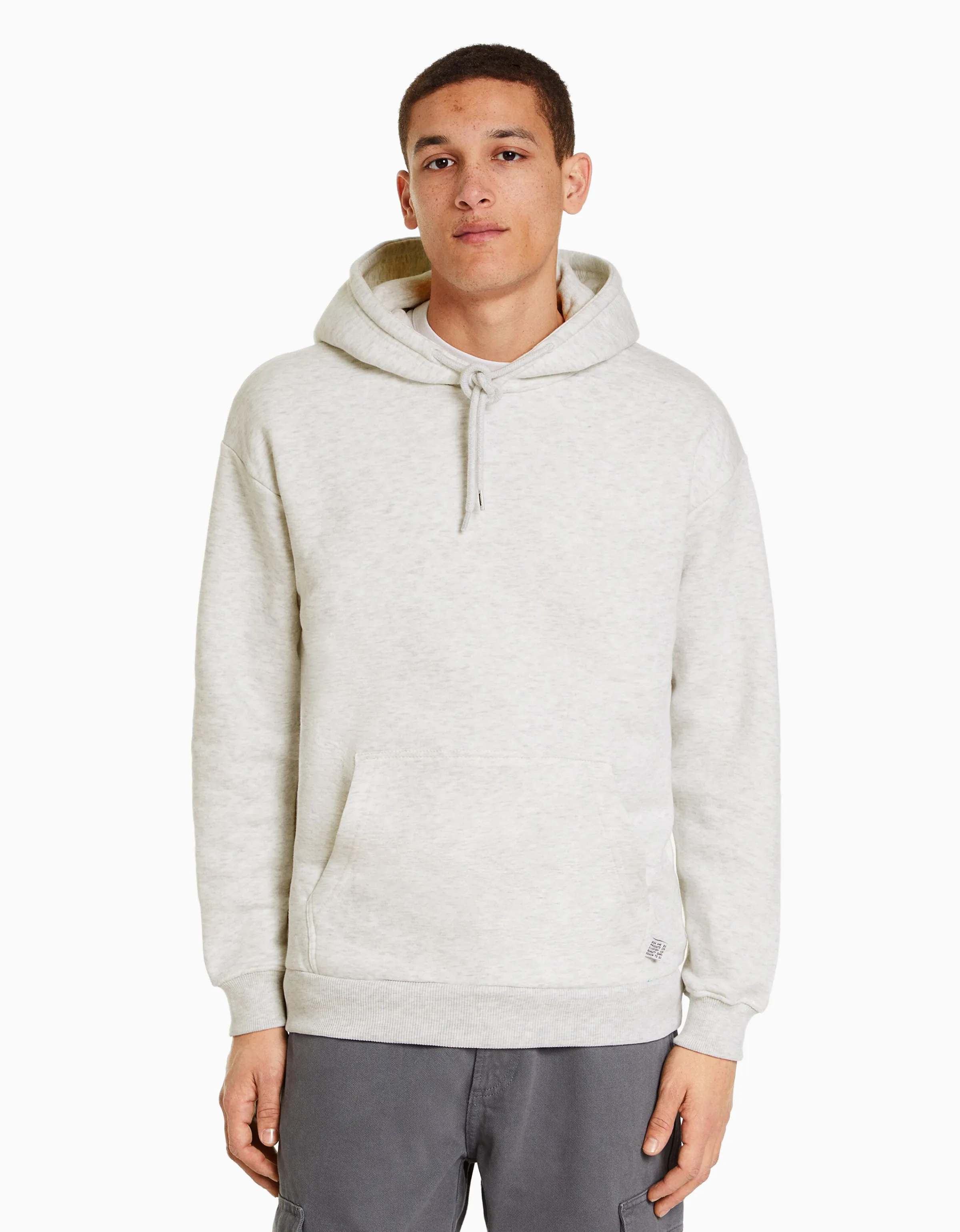 BERSHKA Sudadera capucha oversize Gris Clearance