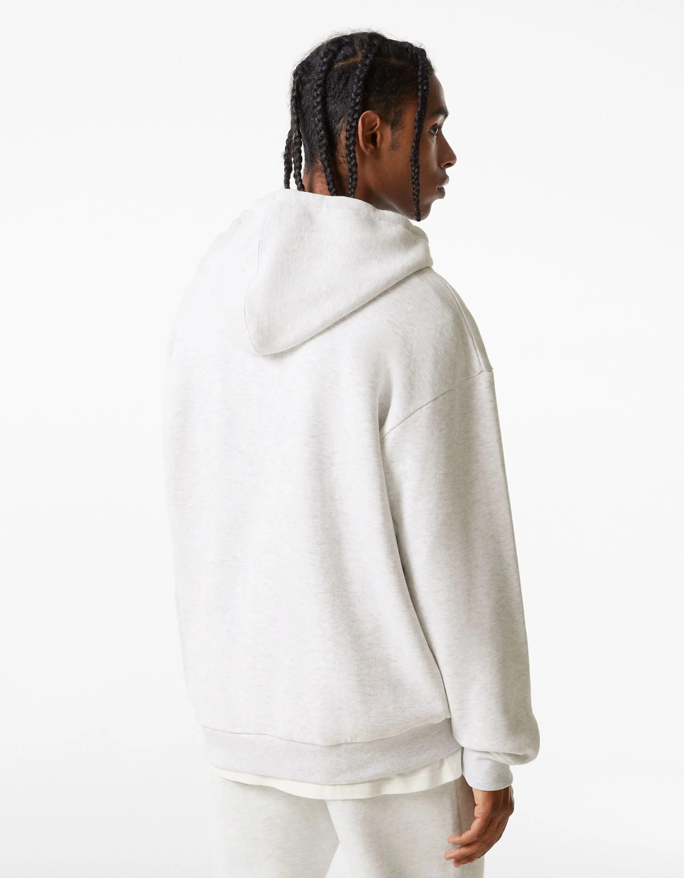 BERSHKA Sudadera capucha oversize Gris Clearance
