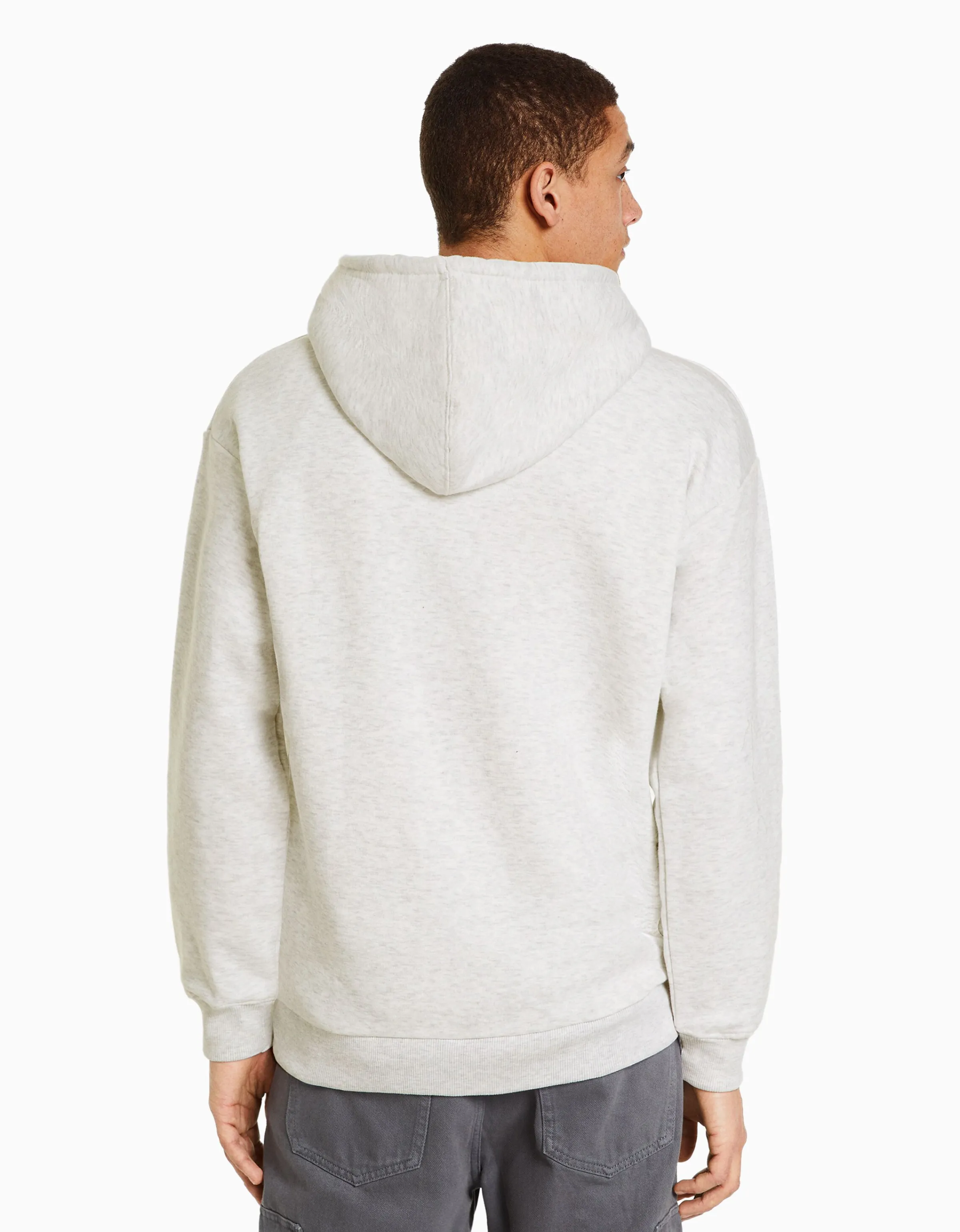 BERSHKA Sudadera capucha oversize Gris Clearance