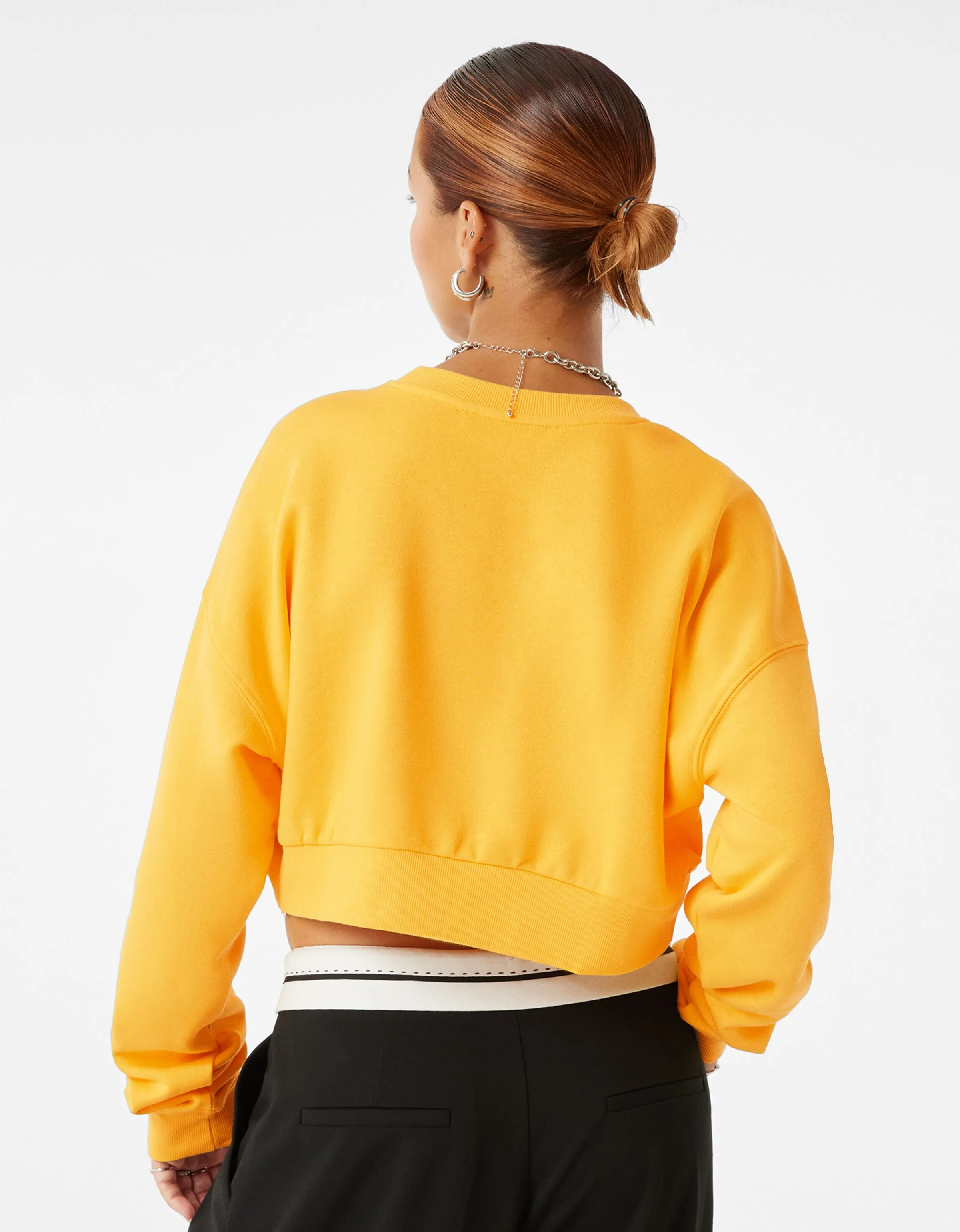 BERSHKA Sudadera cropped print Verde New