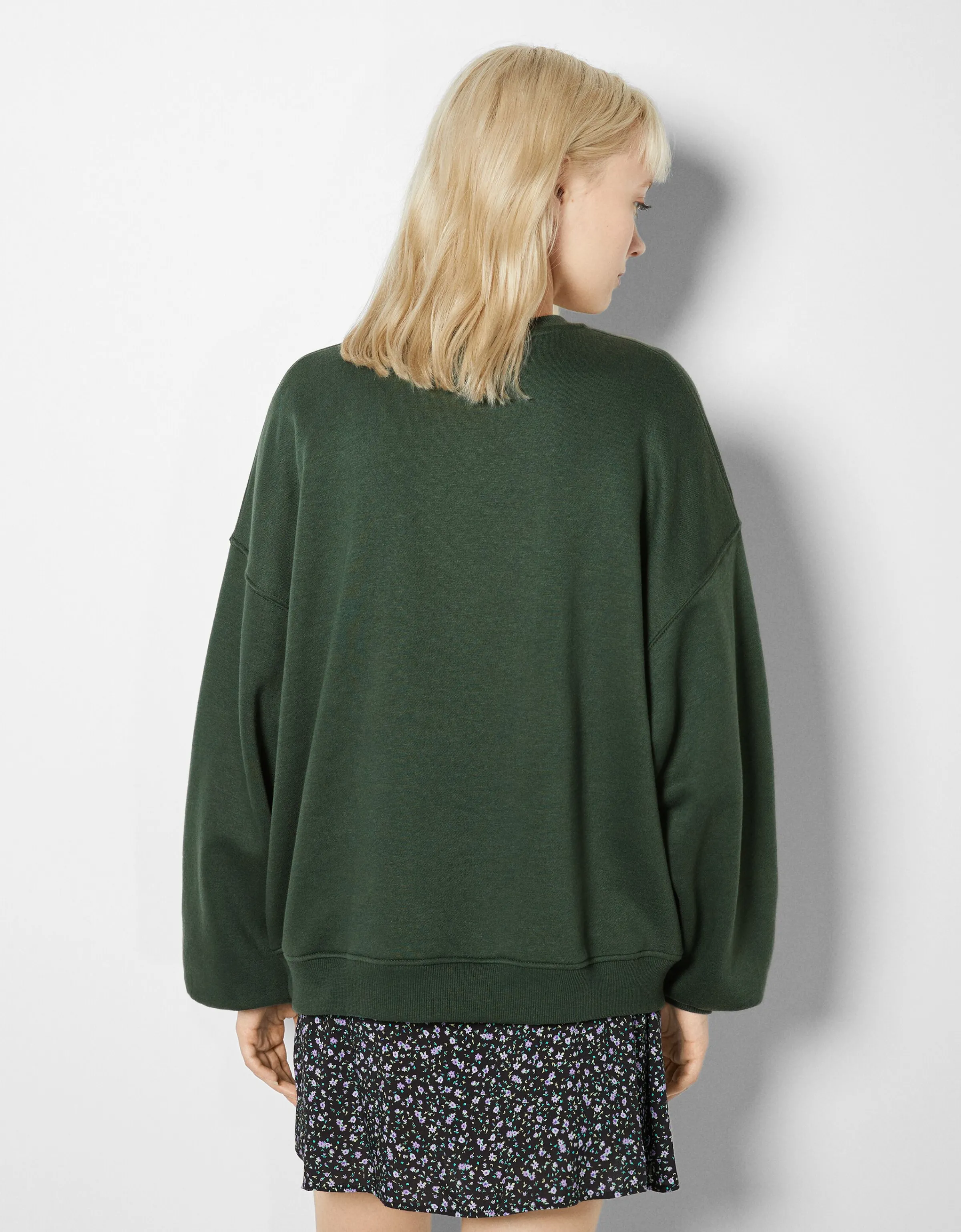 BERSHKA Sudadera oversize print Rojo Hot