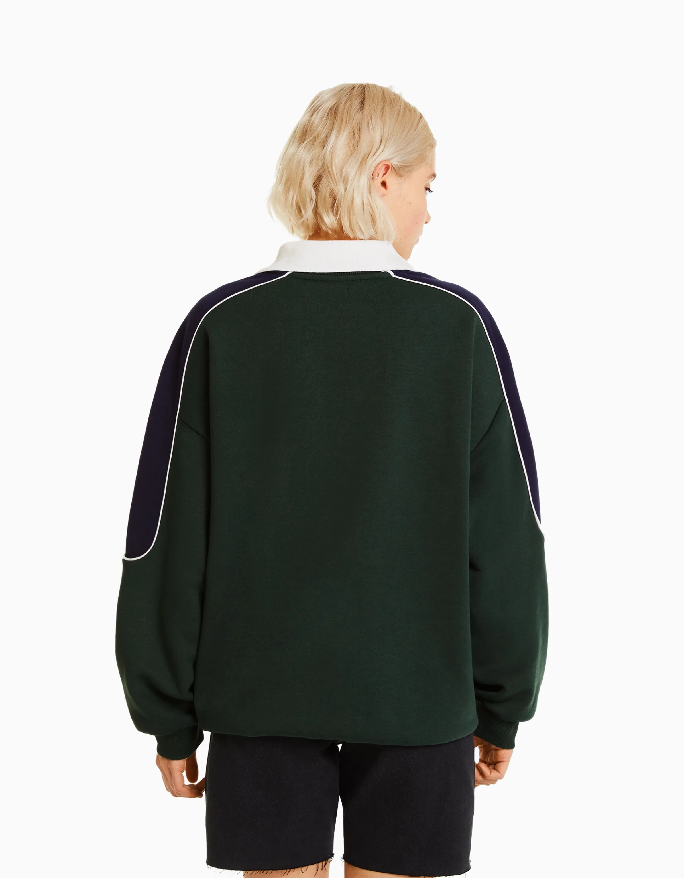BERSHKA Sudadera print Verde Hot