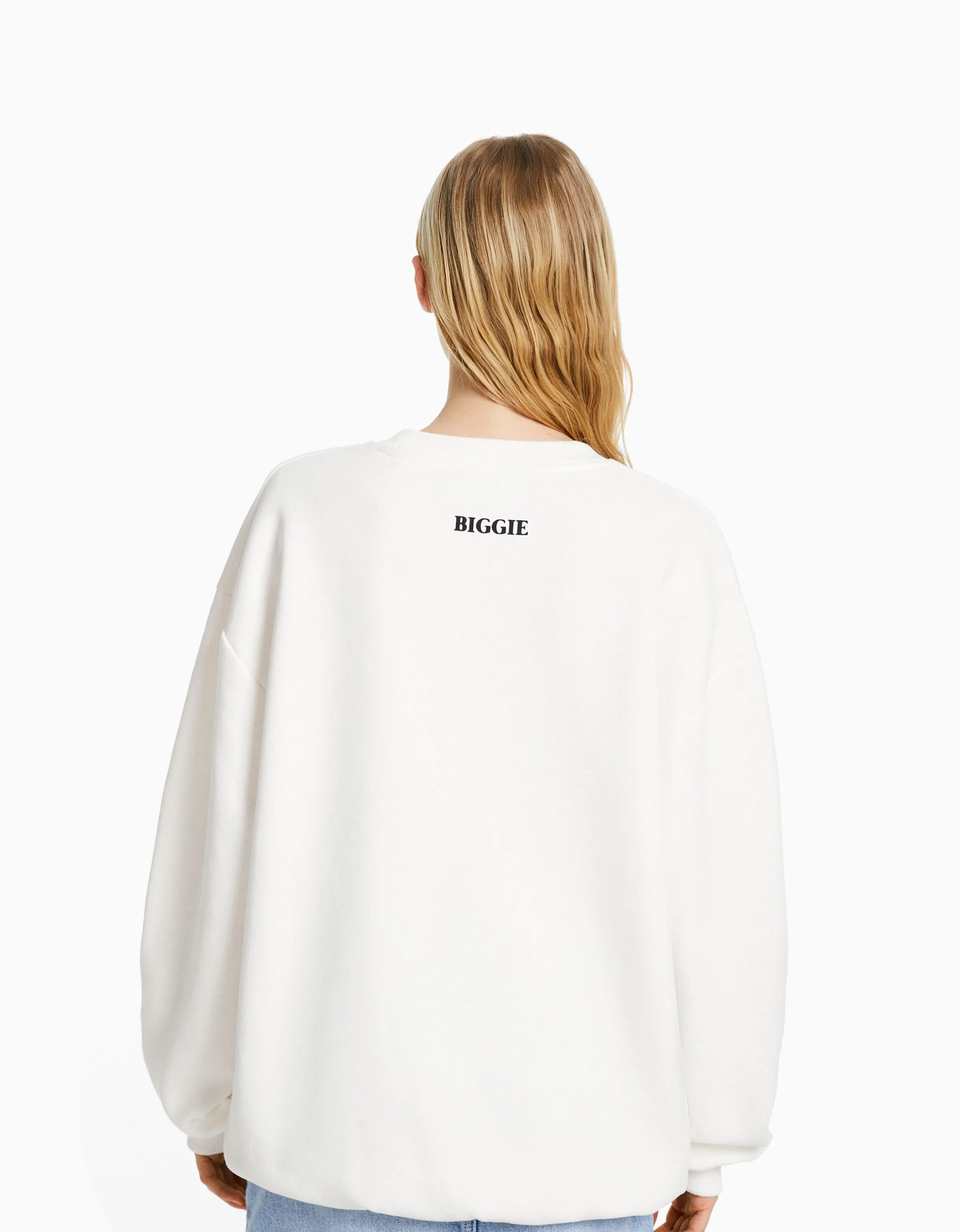 BERSHKA Sudadera print The Notorious B.I.G. Blanco Online