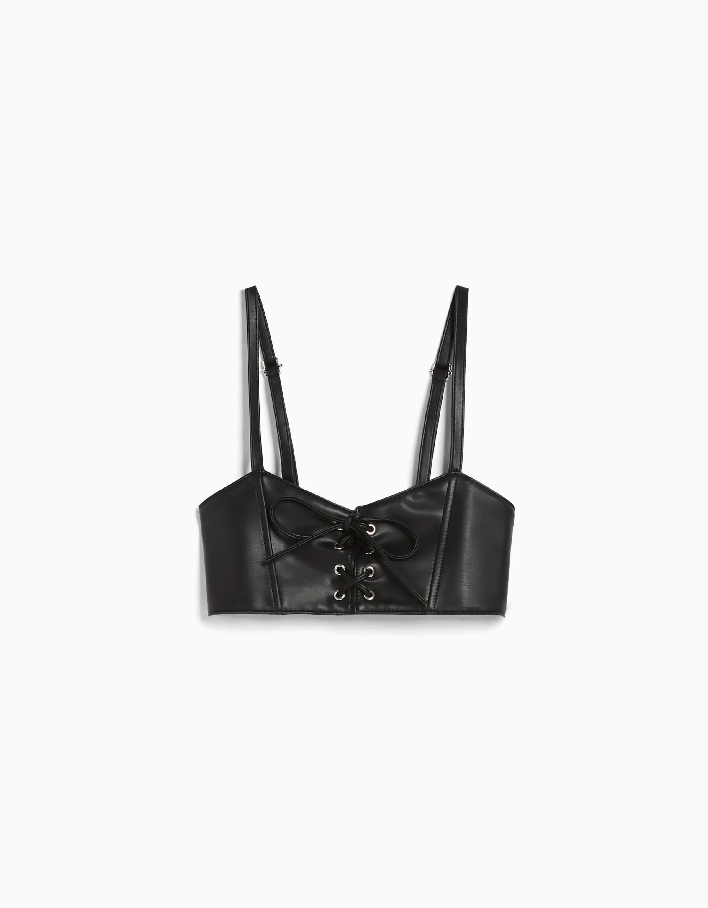 BERSHKA Top corsé lace up Negro Flash Sale