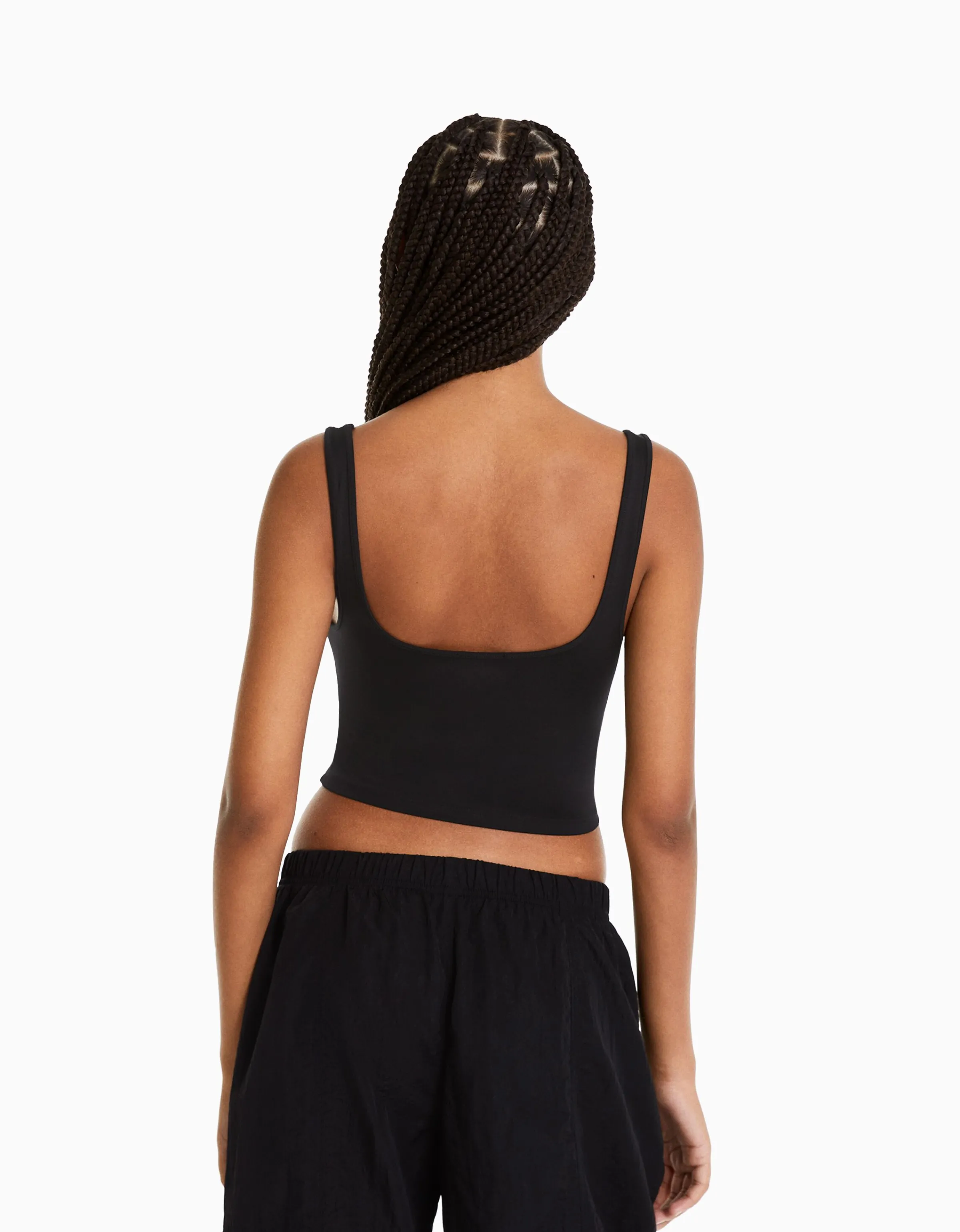 BERSHKA Top tirante ancho Blanco Hot
