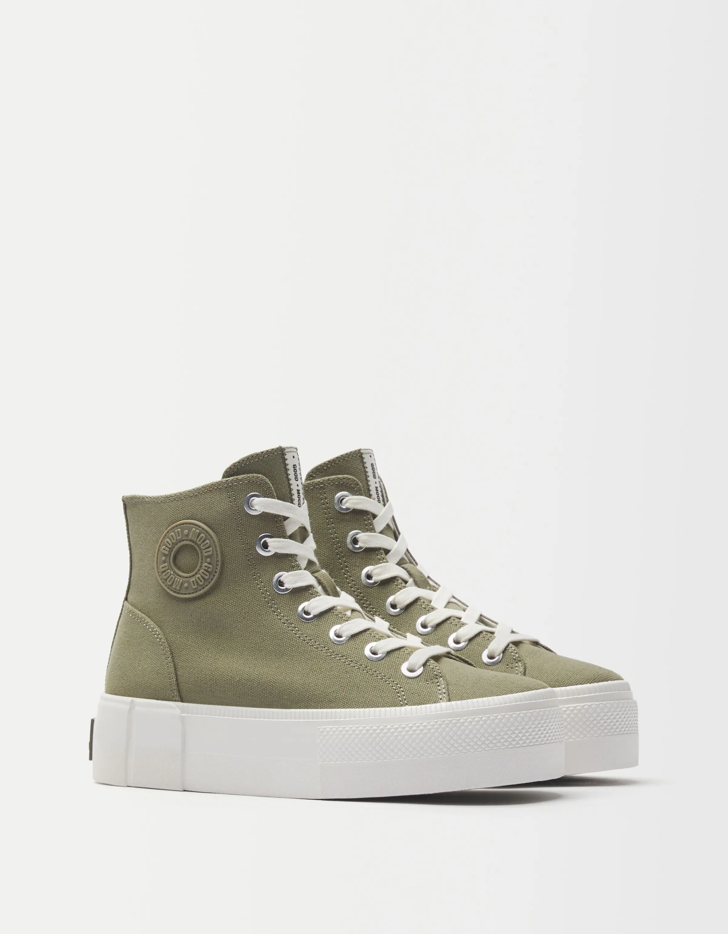 BERSHKA Zapatillas abotinadas plataforma Kaki Online