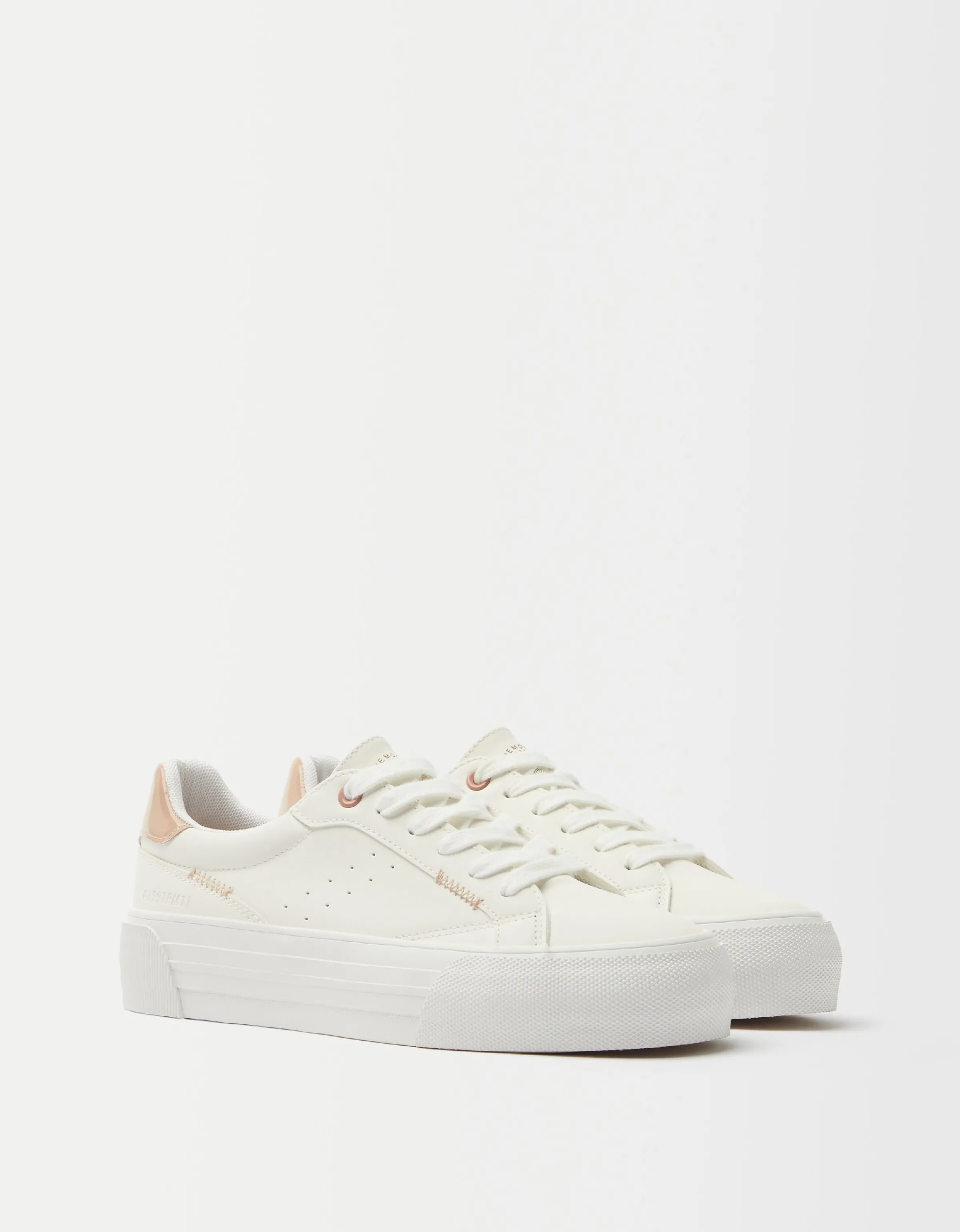 BERSHKA Zapatillas plataforma combinadas Blanco Cheap
