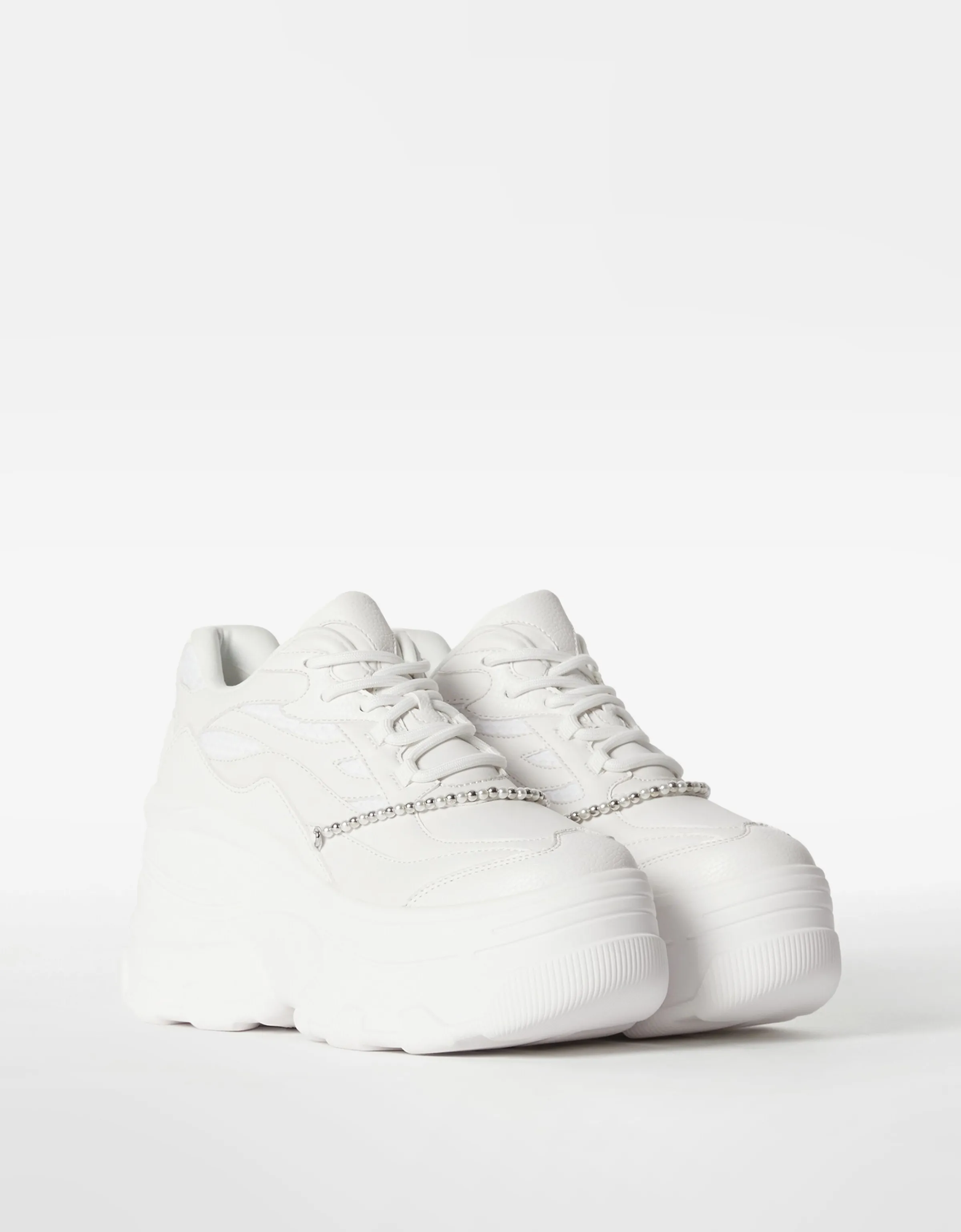BERSHKA Zapatillas plataforma XL pulsera Blanco Flash Sale