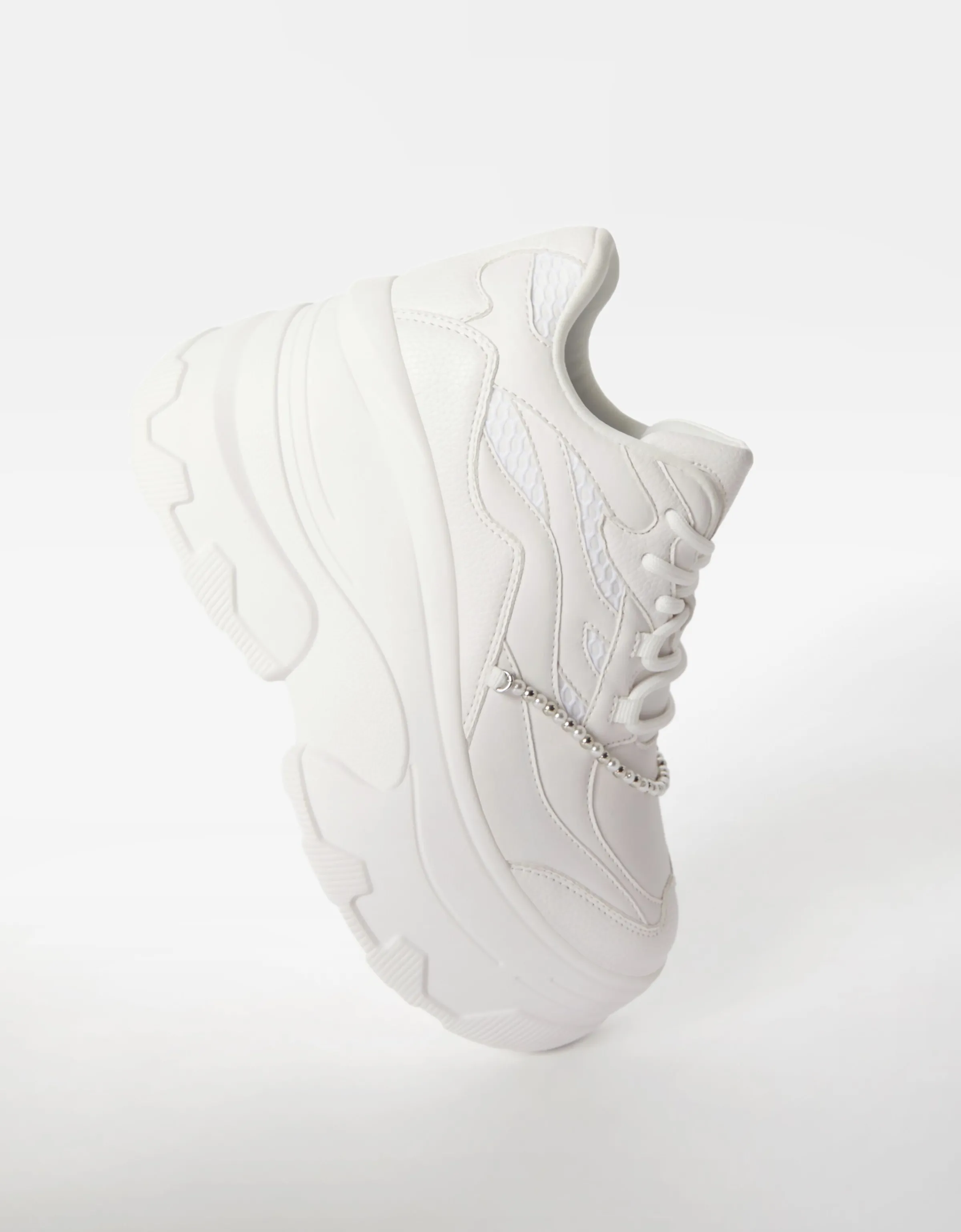 BERSHKA Zapatillas plataforma XL pulsera Blanco Flash Sale