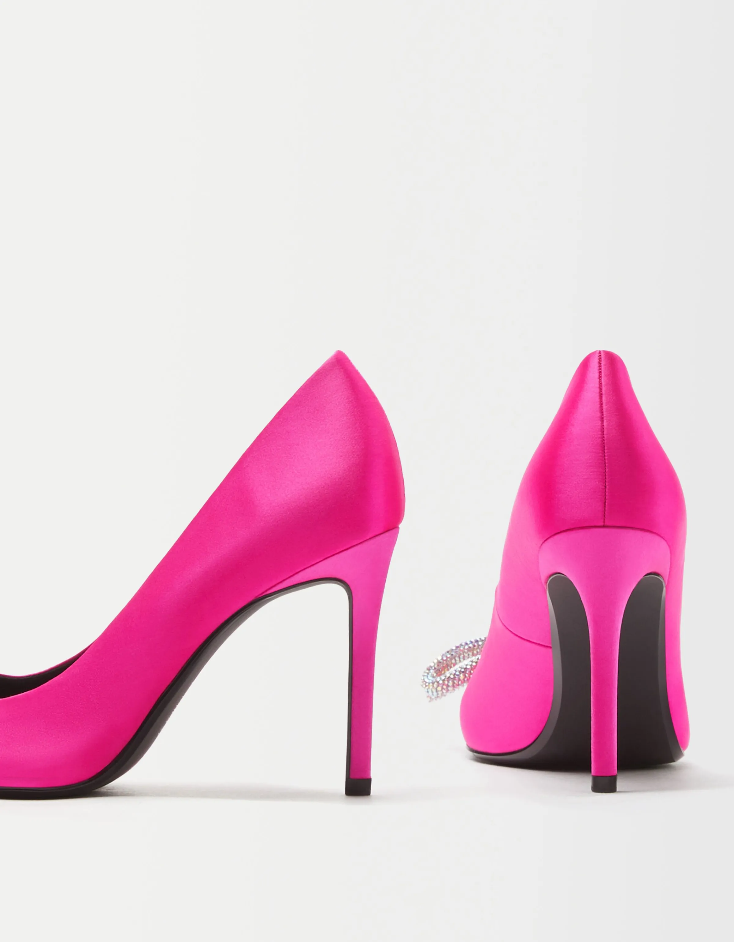 BERSHKA Zapato tacón lazo brillos Fucsia Online