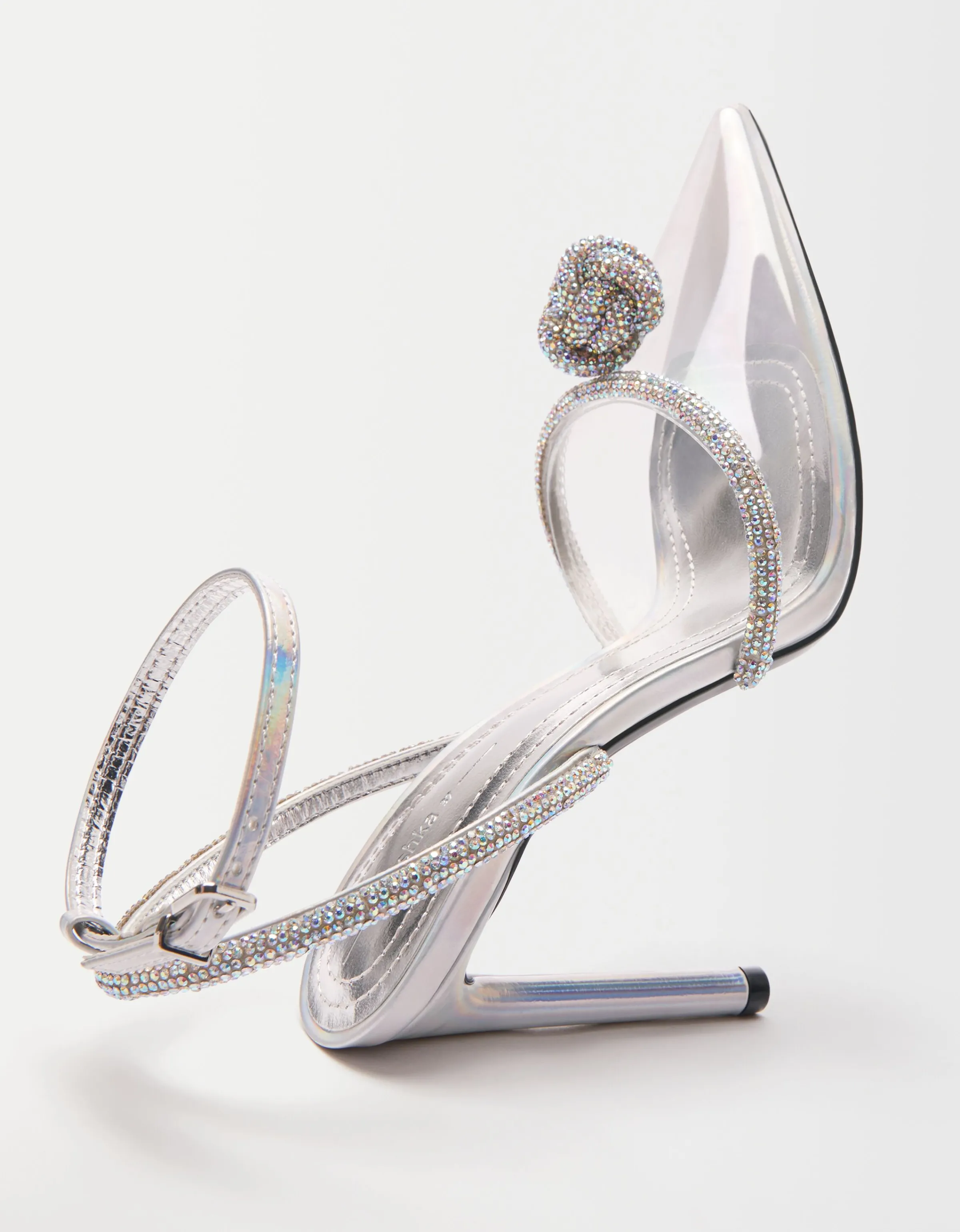 BERSHKA Zapato tacón vinilo brillos Transparente Fashion