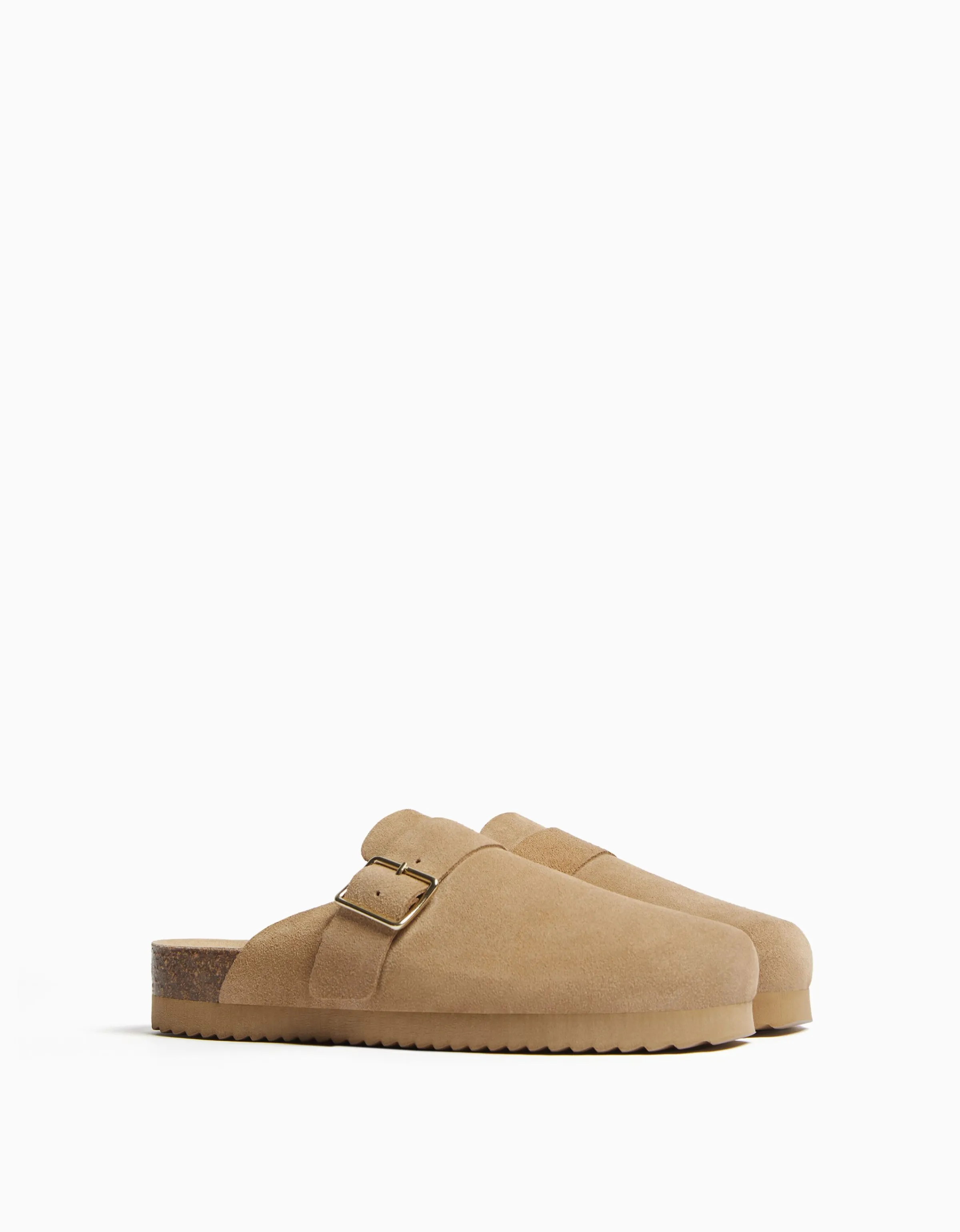 BERSHKA Zueco PIEL hebilla Arena Fashion